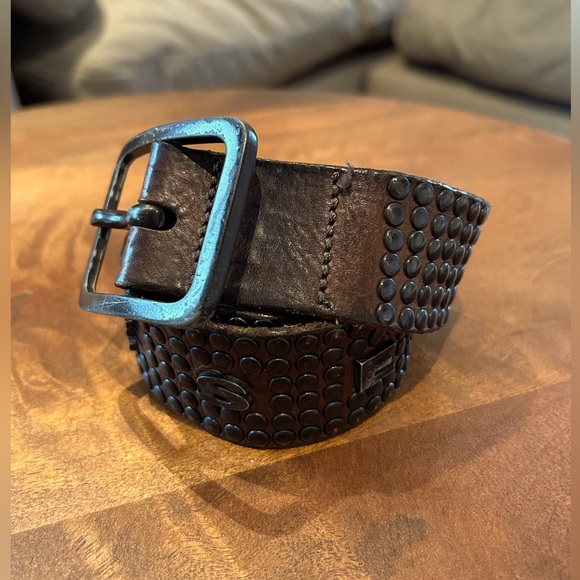 小物 00s Rare Diesel Studs Design Belt Diesel Men Old Model Leather Belt Studs 90S Grunge Y2K Punk